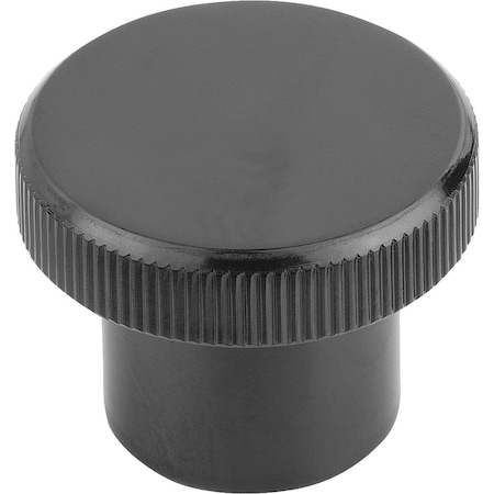 Kipp Knurled Knob D=M06 D1=26, Form:C Thermoset, Black, Comp:Plastic K1223.102606